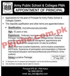 APS&C Jobs 2022 | Army Public School & College Head Office Announced Latest Advertisement Jobs 2022