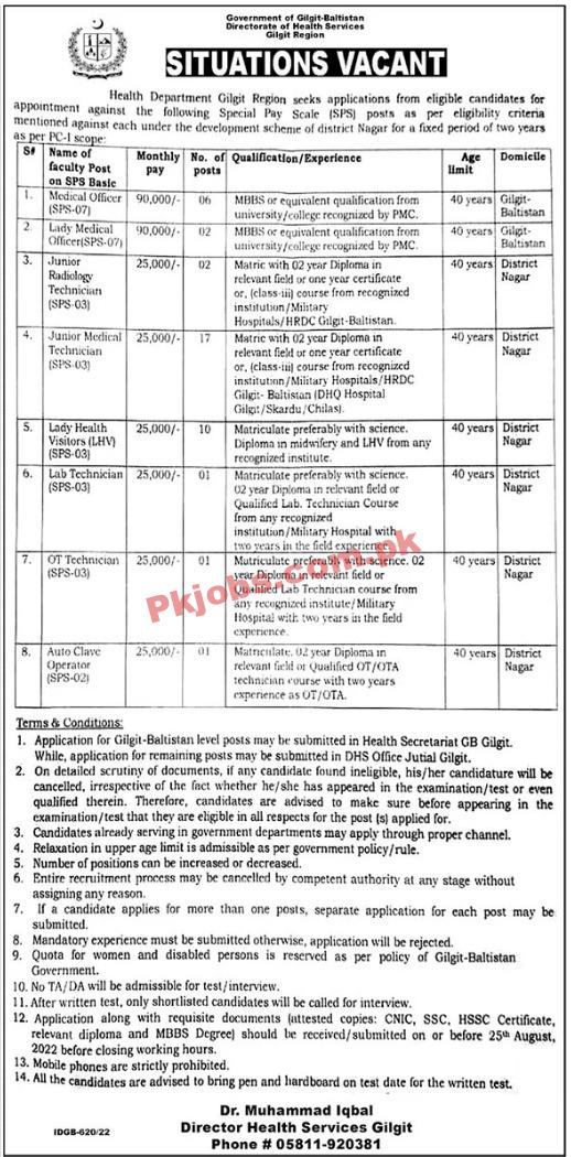 Health Department Jobs 2022 | Directorate of Health Services Headquarters Announced Latest Recruitments Jobs 2022
