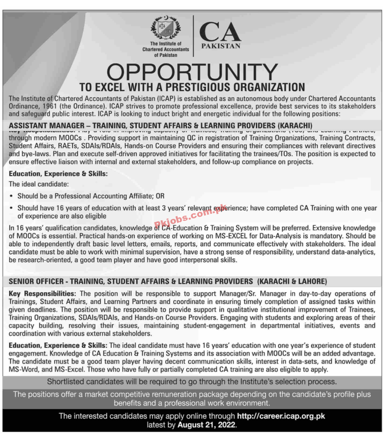 ICAP Jobs 2022 | The Institute of Chartered Accountant of Pakistan ICAP