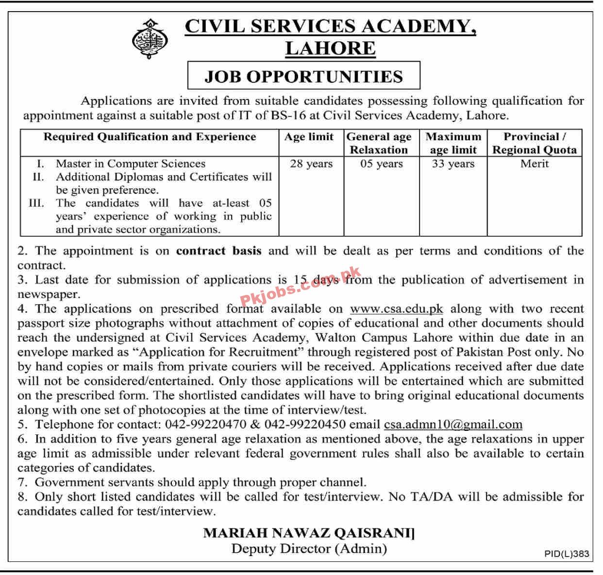 Jobs in Civil Services Academy