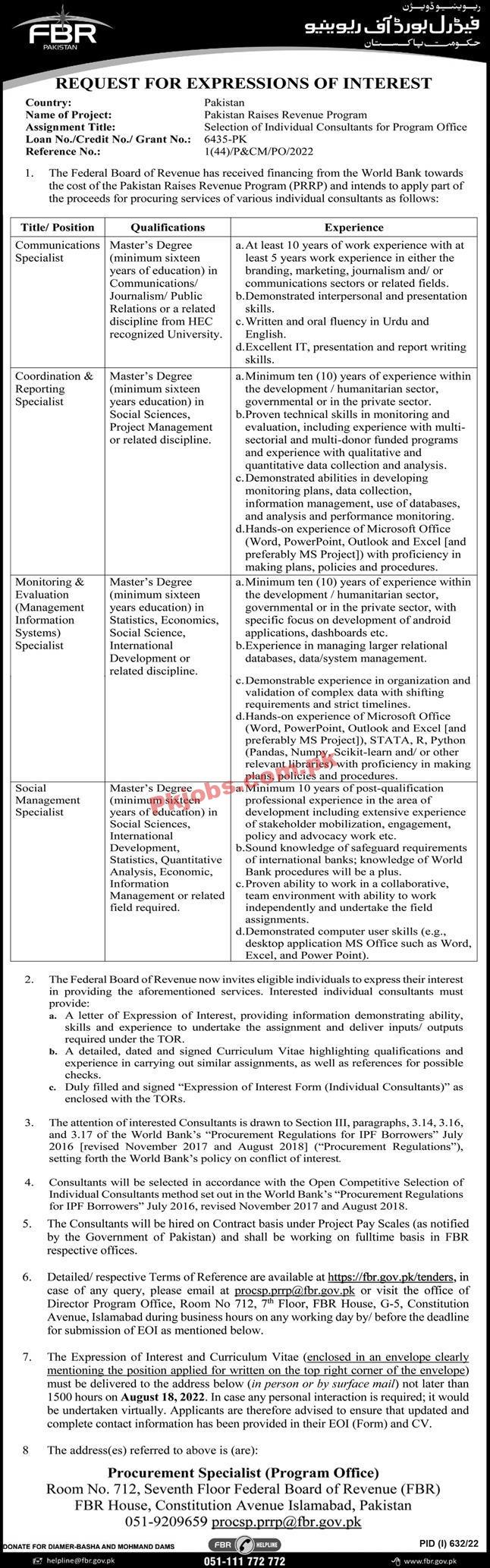 Jobs in FBR Pakistan