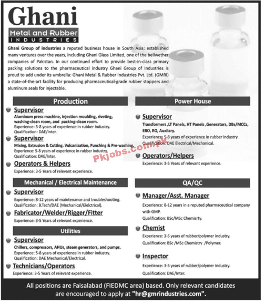 Jobs in Ghani Group of Industries