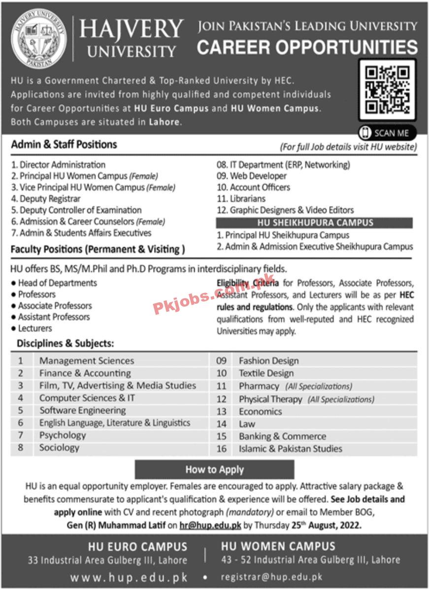 Jobs in Hajvery University