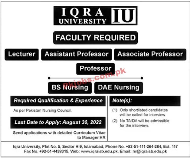 Jobs in IQRA University IU