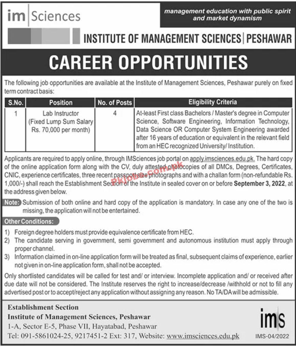 Jobs in Institute of Management Sciences