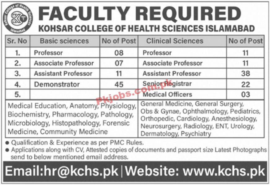 Jobs in Kohsar College of Health Sciences Islamabad