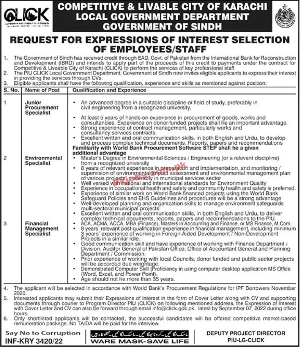 Jobs in Local Government Department Government of Sindh