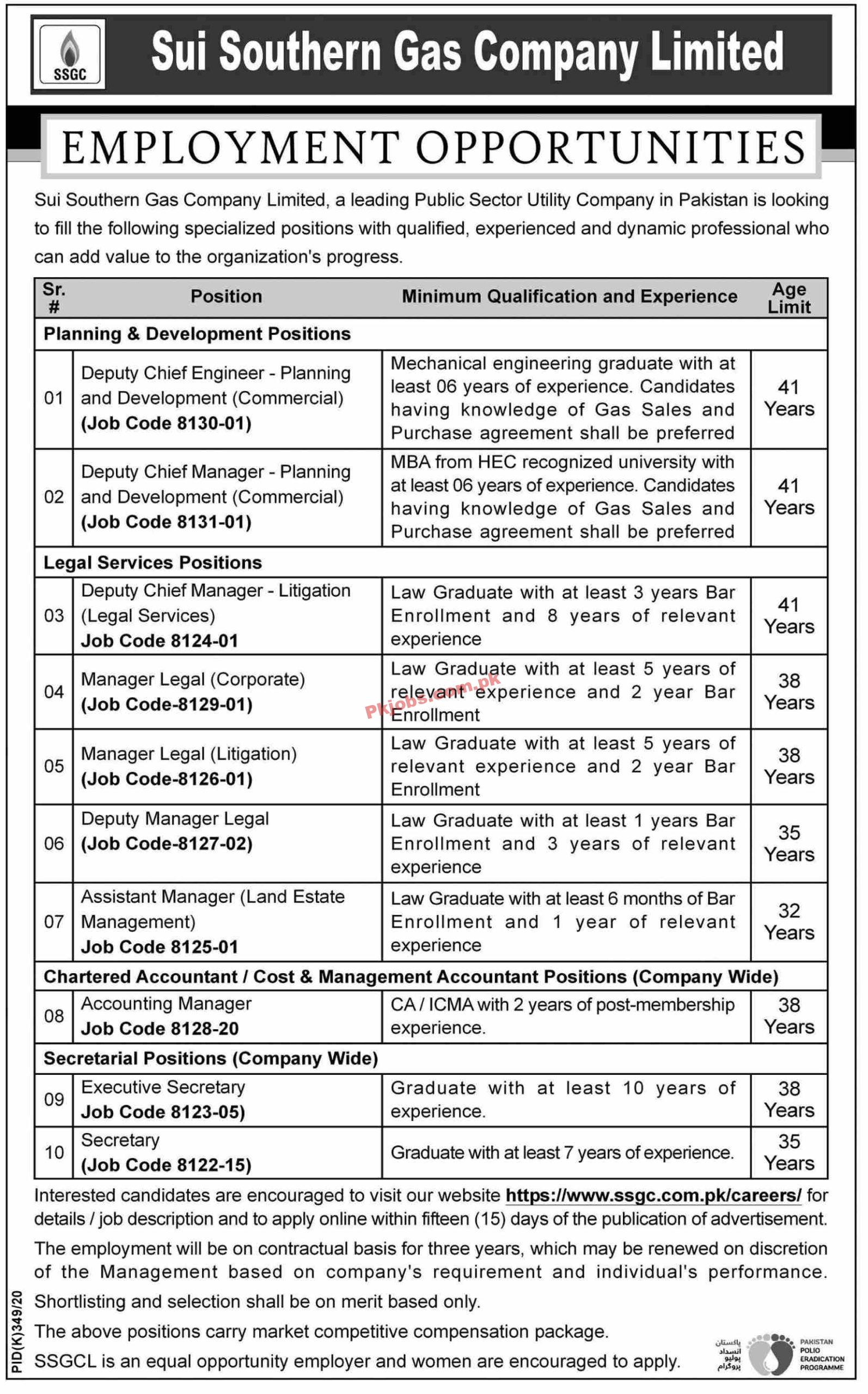 Jobs in Sui Southern Gas Company Limited