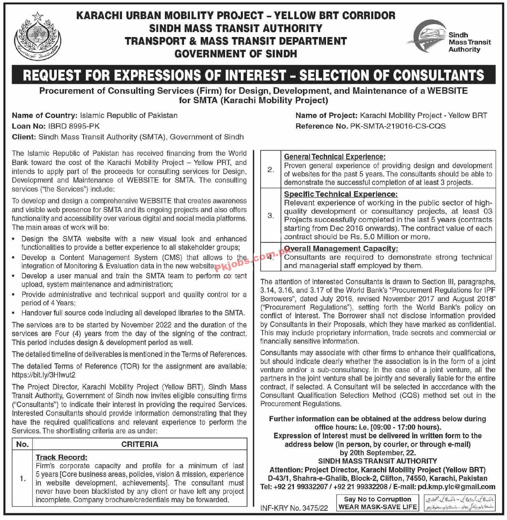 Ministry of Transport & Mass Transit Department Head Office Announced Latest Advertisement Jobs 2022
