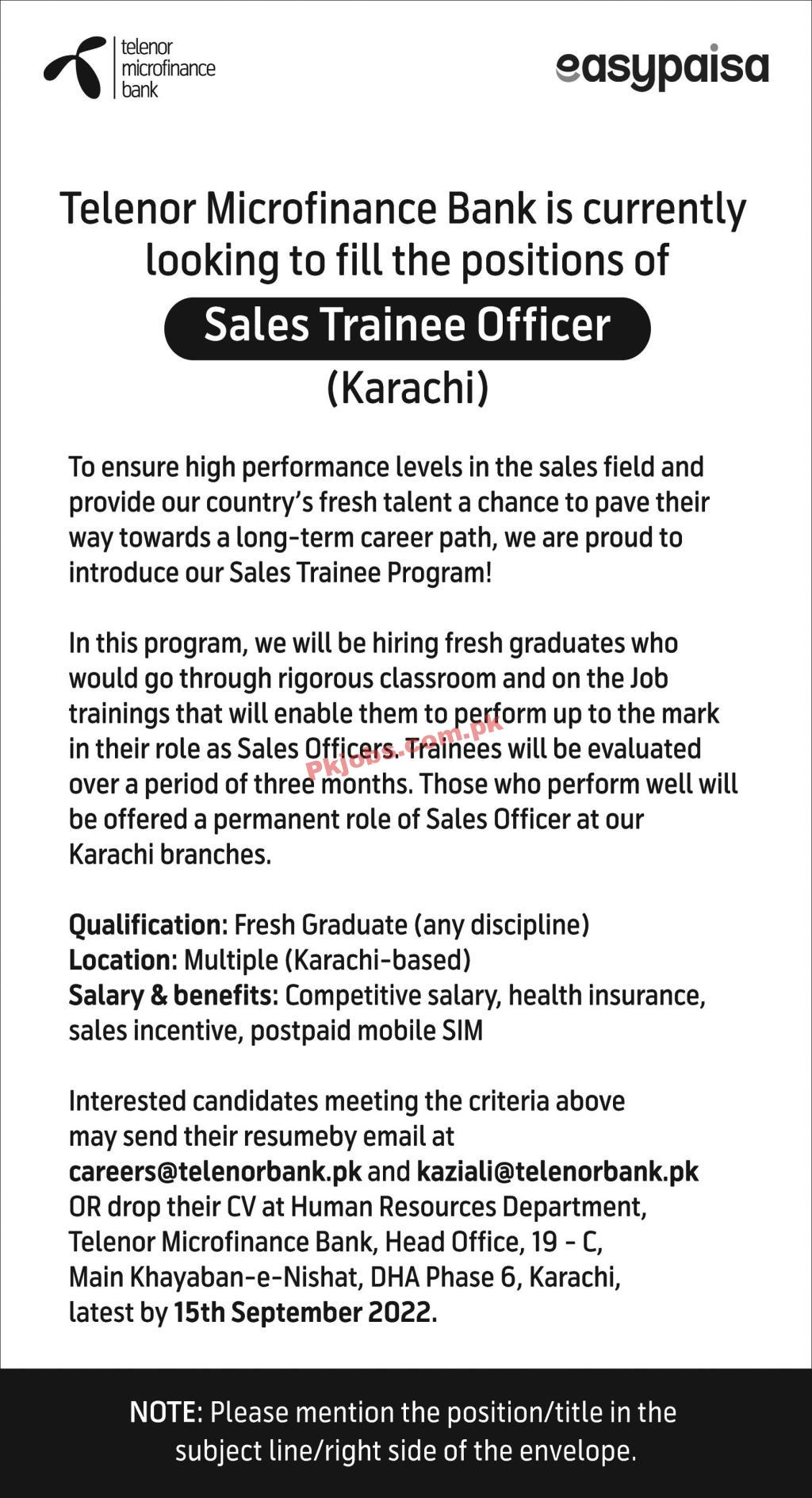 Jobs in Telenor Microfinance Bank