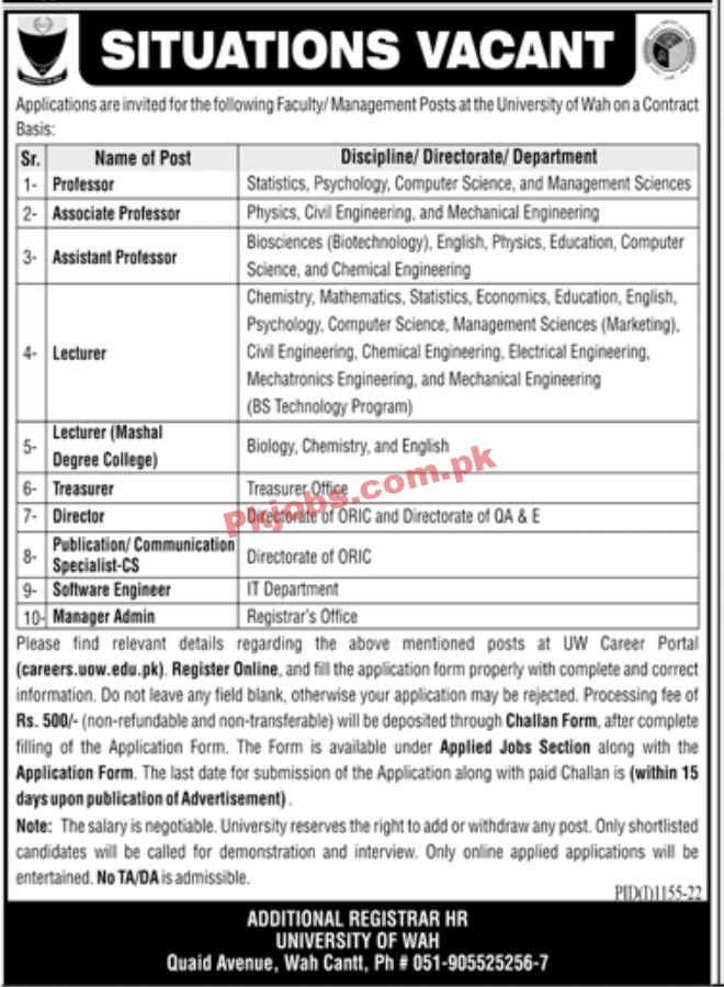 Jobs in University of Wah