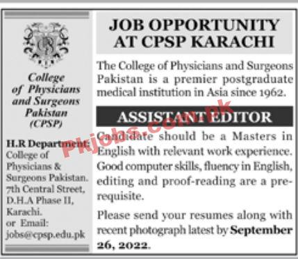 Jobs in College of Physicians and Surgeons Pakistan