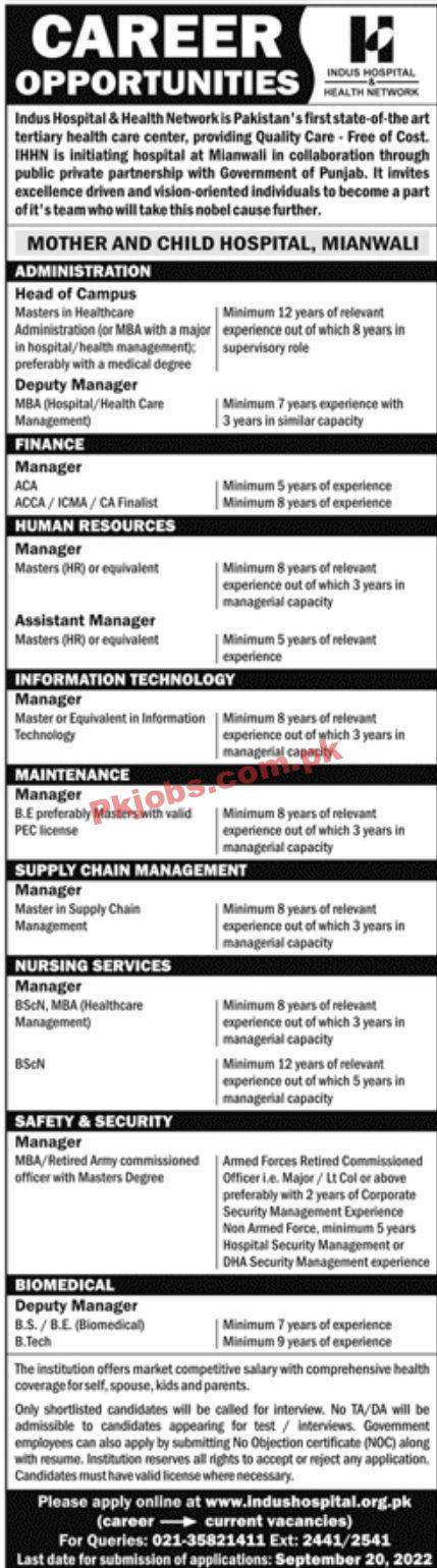 Jobs in Indus Hospital & Health Networks