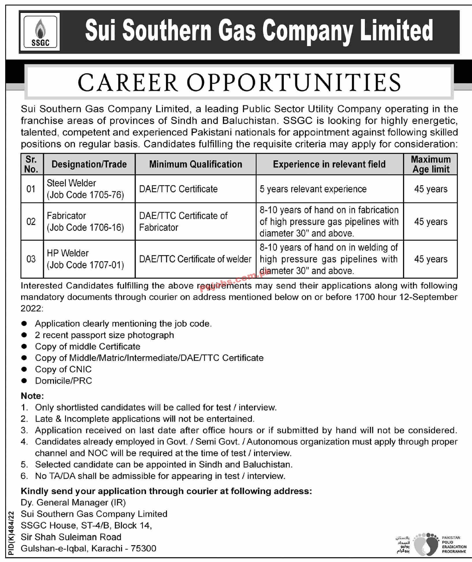 Jobs in Sui Southern Gas Company Limited