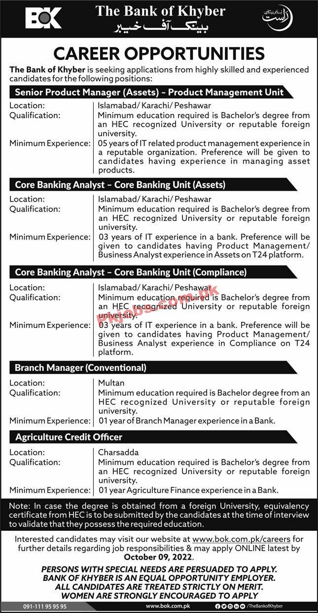 Jobs in The Bank of Khyber