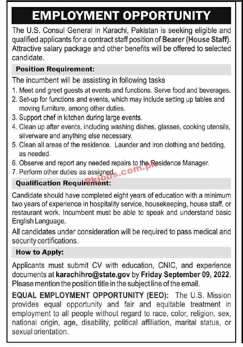 Jobs in The US Consul General in Karachi