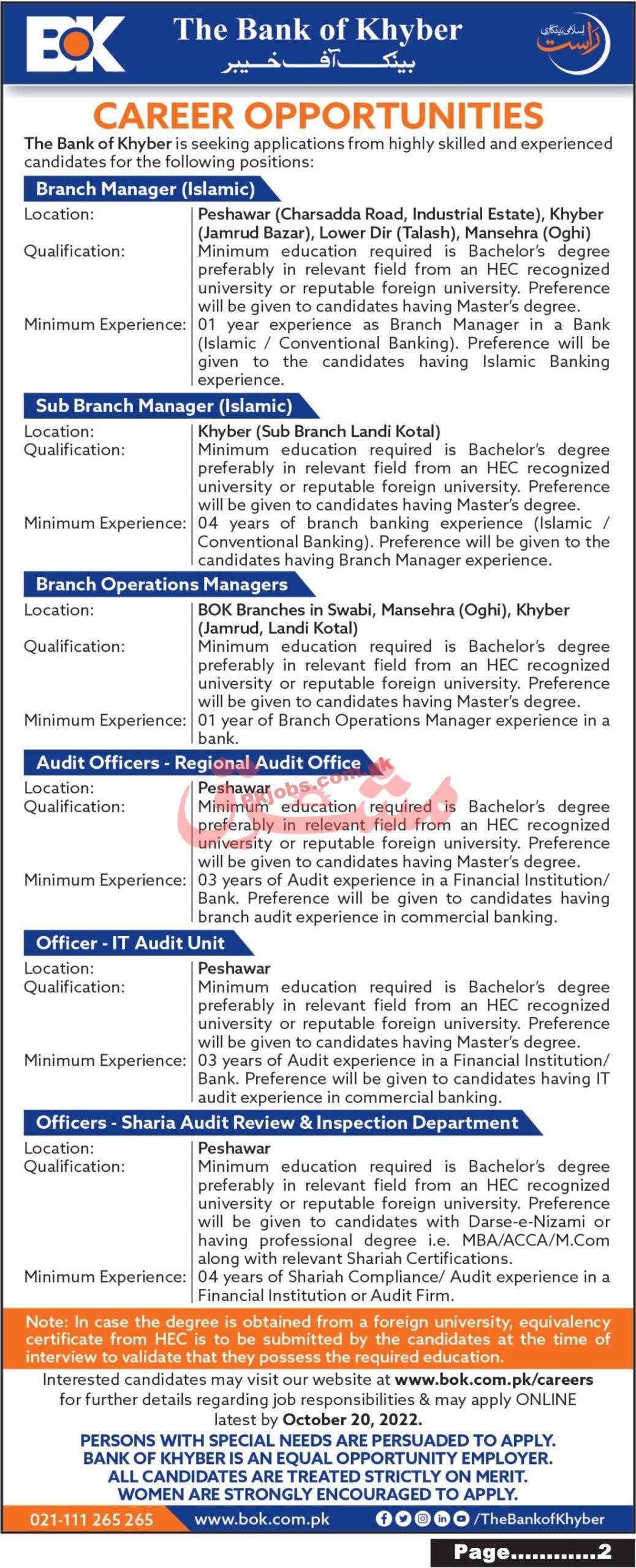 Jobs in The Bank of Khyber