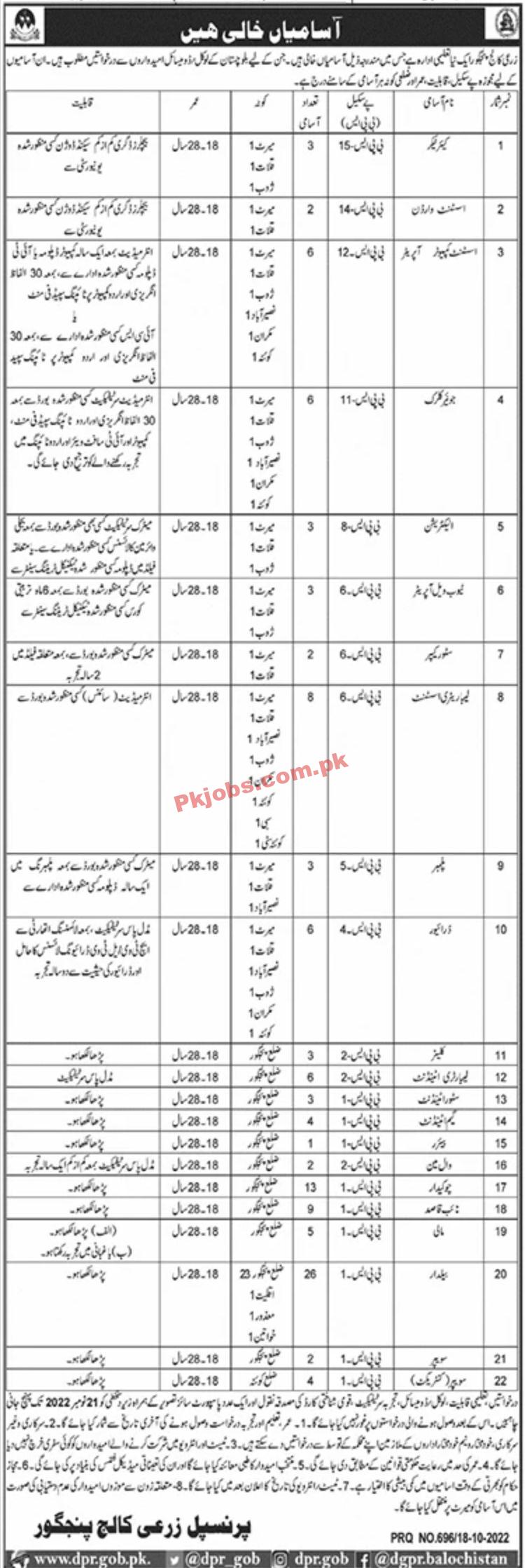 Jobs in Agriculture College