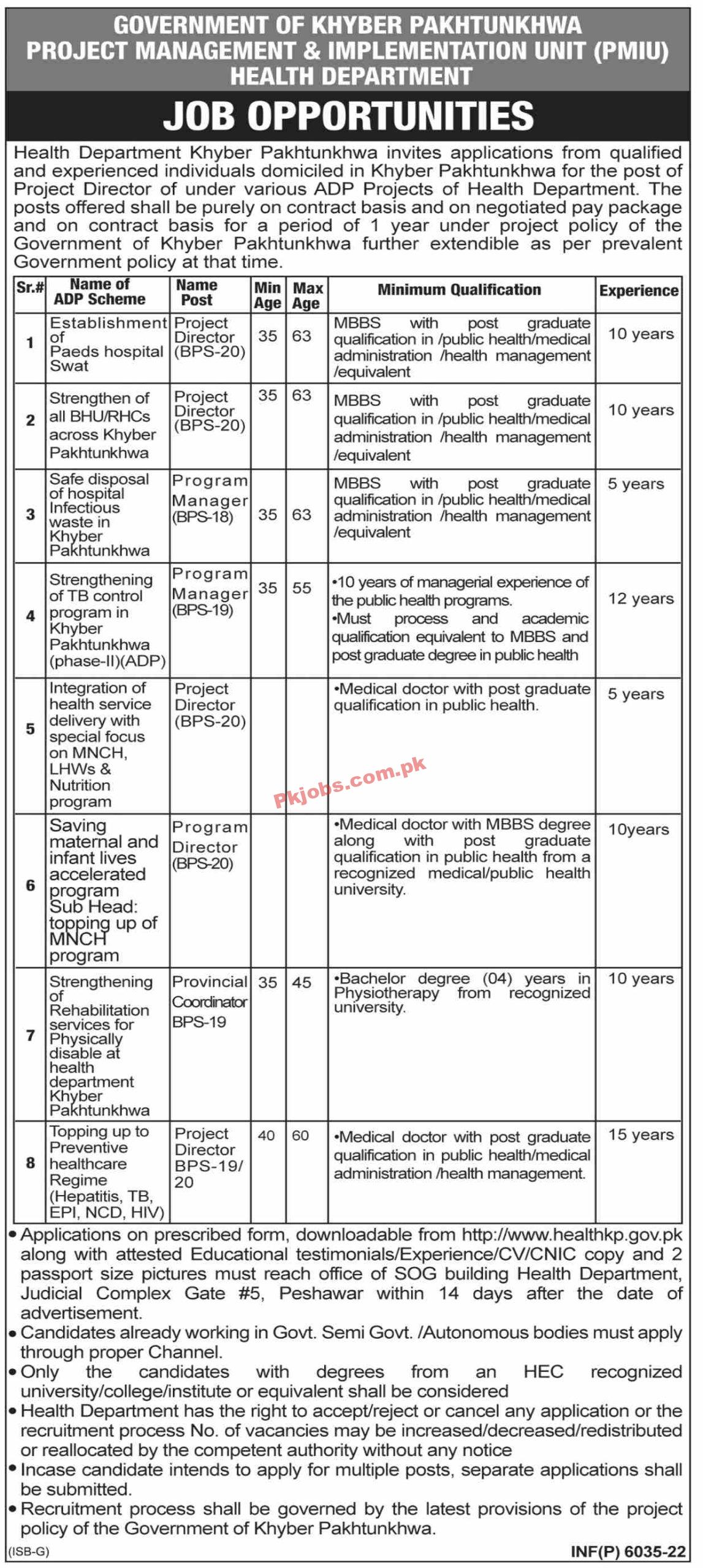 Jobs in Health Department Khyber Pakhtunkhwa