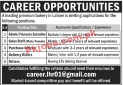 Jobs in Leading Premium Bakery