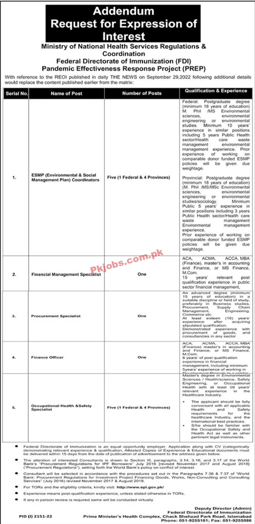 Jobs in Ministry of National Health Services Regulations & Coordination