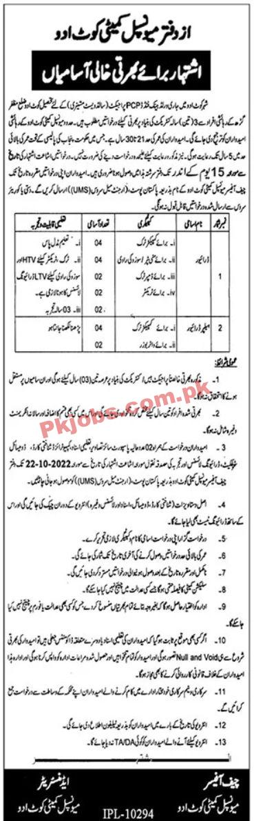 Jobs in Municipal Committee Kot Addu