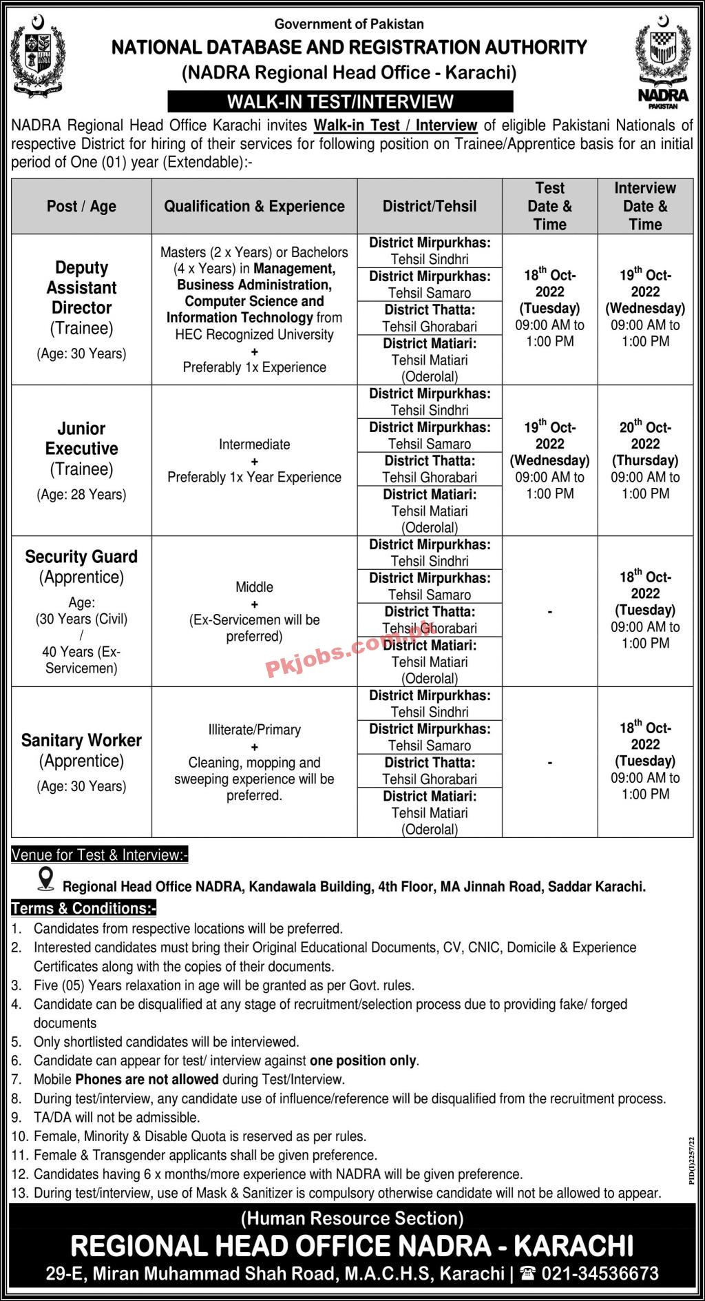 Jobs in NADRA