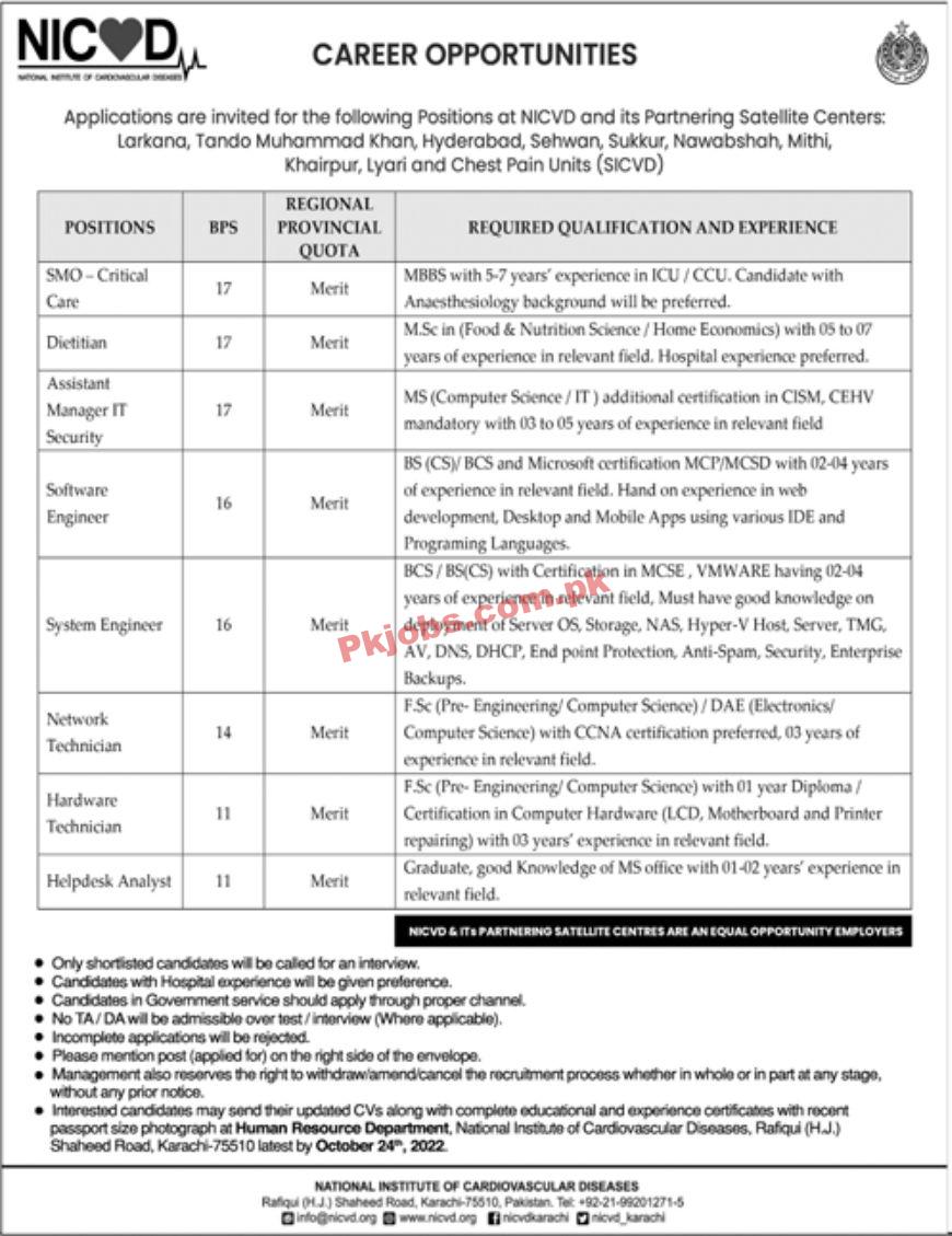 Jobs in National Institute of Cardiovascular Diseases NICVD