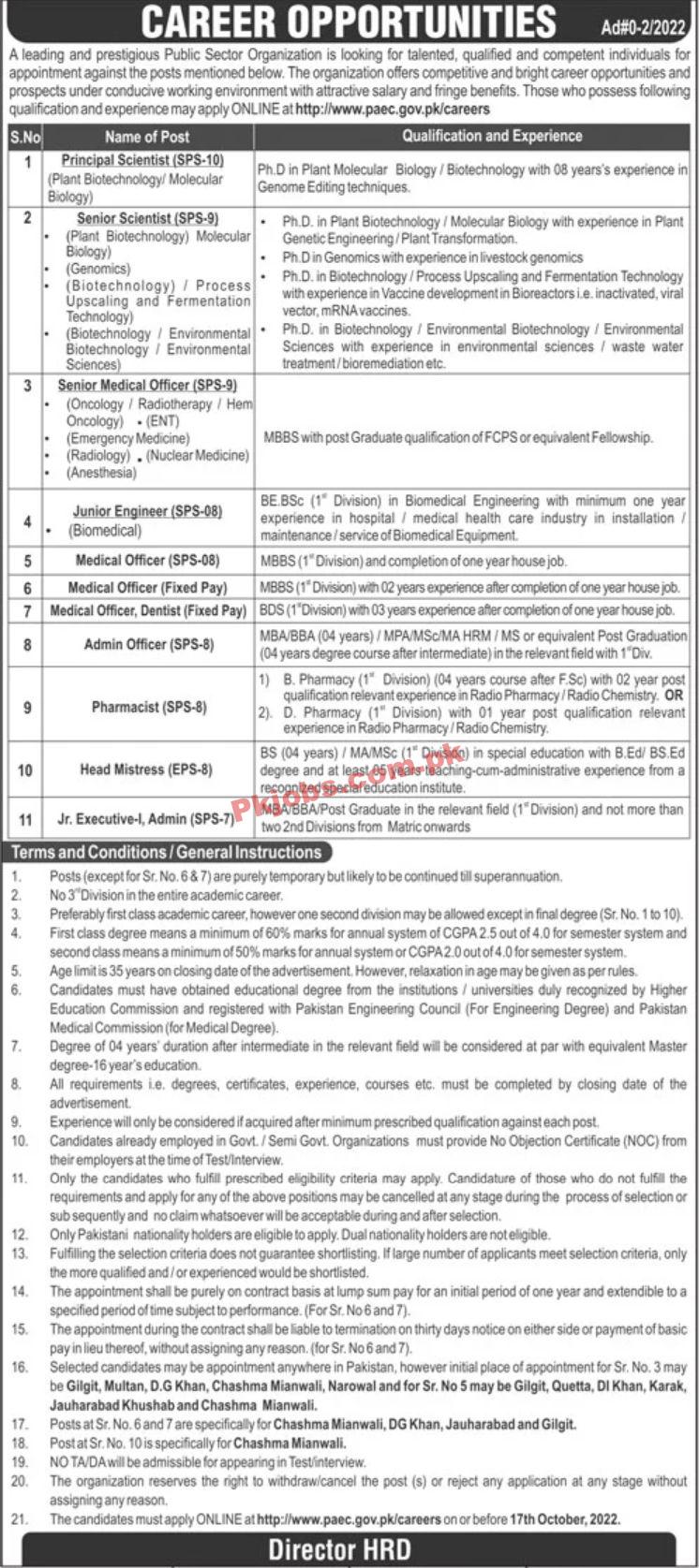 Jobs in Pakistan Atomic Energy Commission PAEC