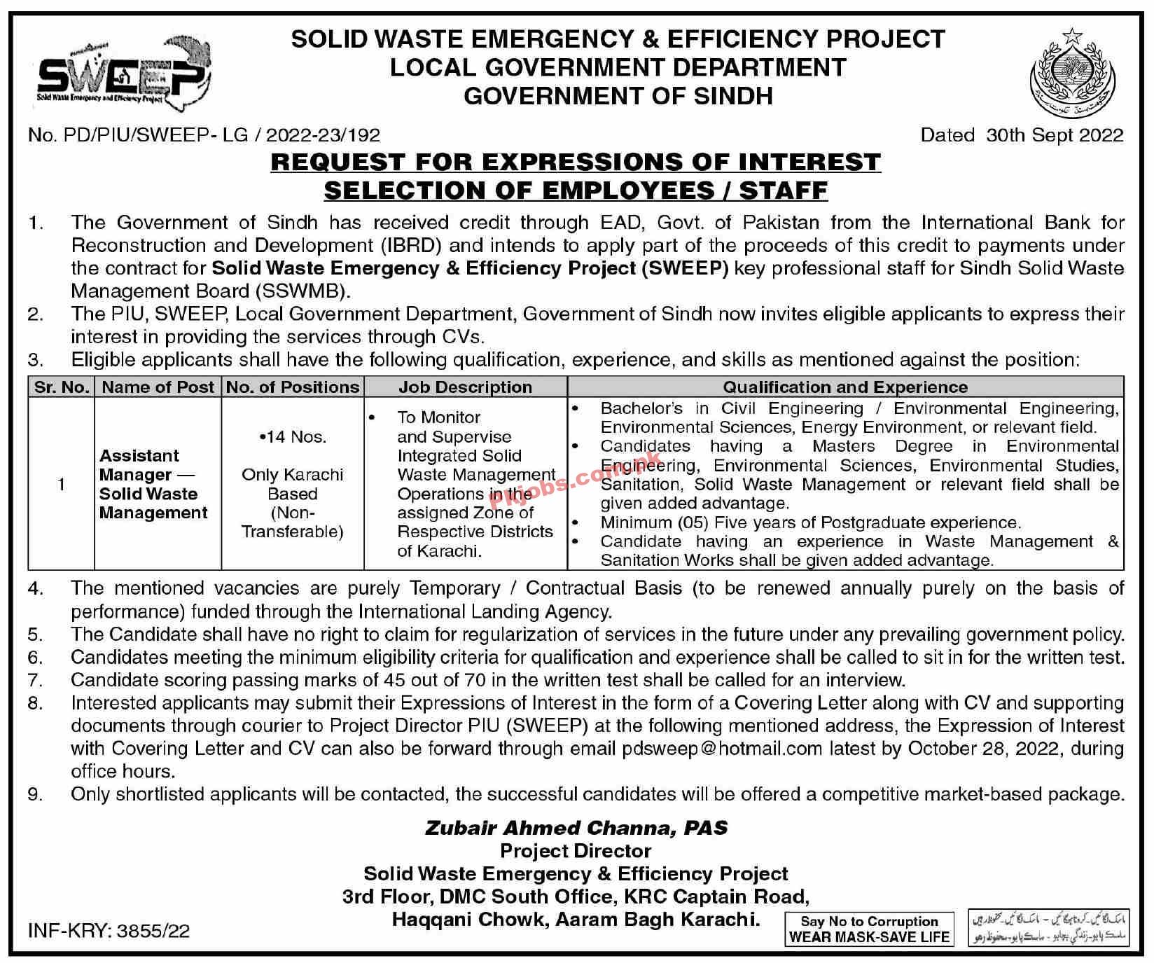 Jobs in Solid Waste Emergency & Efficiency Project