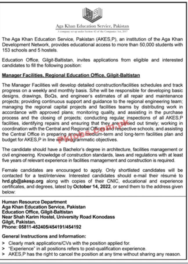 Jobs in The Aga Khan Education Service Pakistan