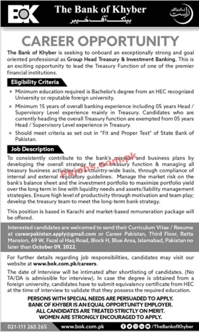 Jobs in The Bank of Khyber