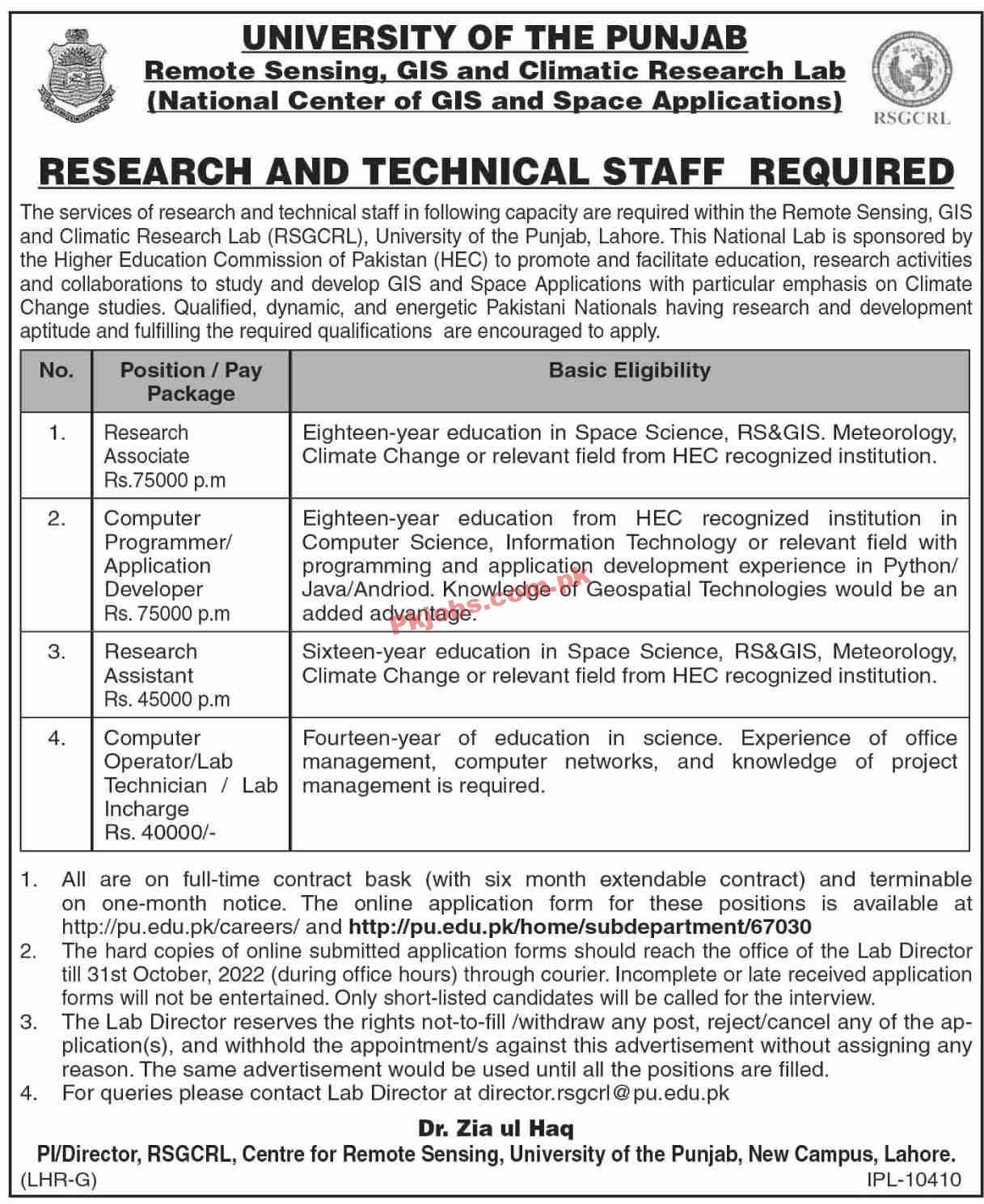 Jobs in University of the Punjab