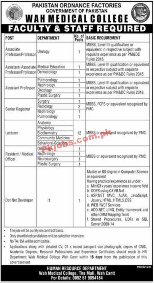 POF Jobs 2022 | Pakistan Ordnance Factories POF Headquarters Announced Latest Recruitment Jobs 2022