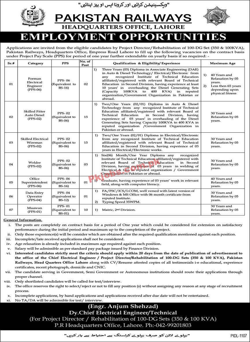 Pakistan Railways Jobs 2022 | Pakistan Railways Headquarters Announced Latest Recruitment Jobs 2022