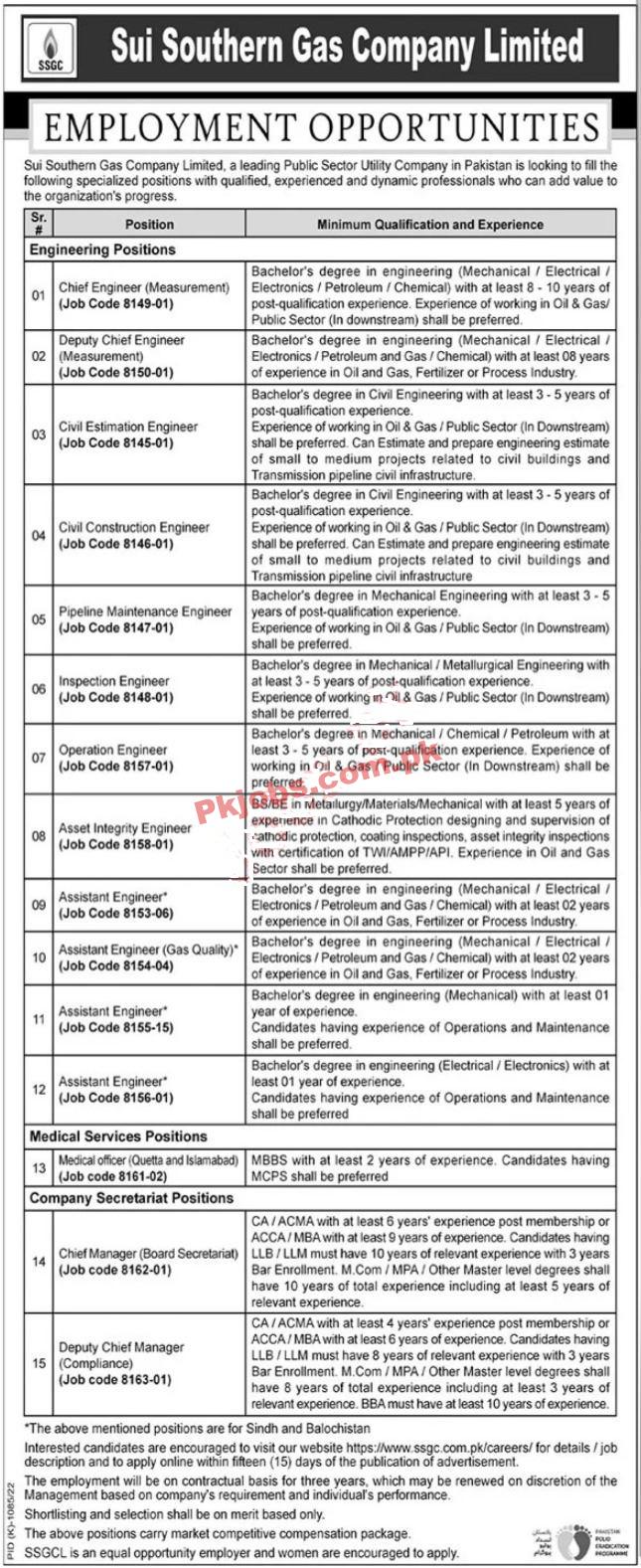 SSGC Jobs 2022 | Sui Southern Gas Company Limited SSGC Headquarters Announced Latest Recruitment Jobs 2022