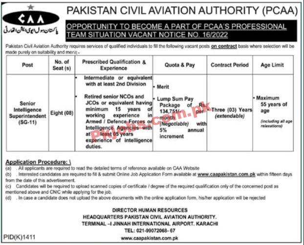 Jobs in Pakistan Civil Aviation Authority PCAA