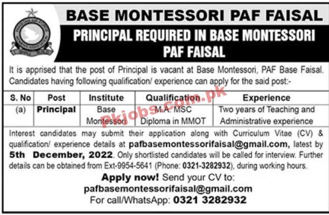 Jobs in BASE Montessori PAF Faisal