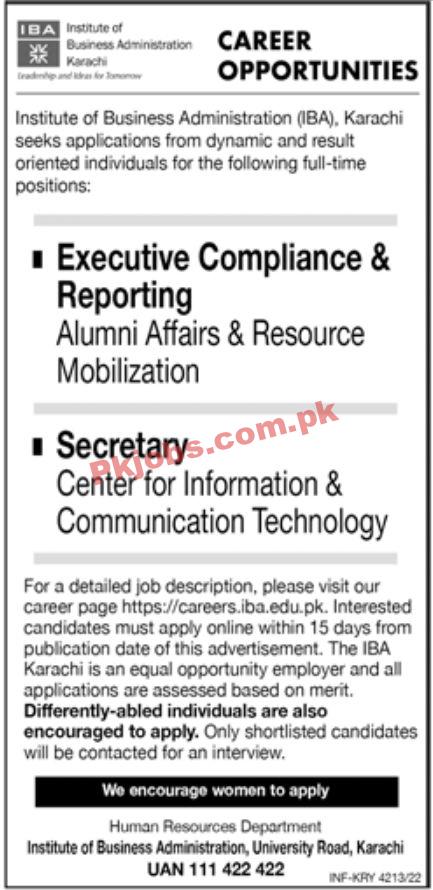 Jobs in Institute of Business Administration IBA Karachi