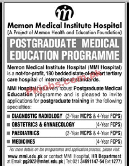 Jobs in Memon Medical Institute Hospital