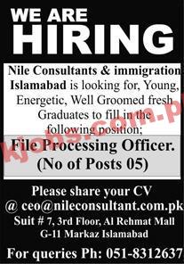 Jobs in Nile Consultants & Immigration Islamabad
