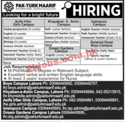 Jobs in Pak Turk Maarif