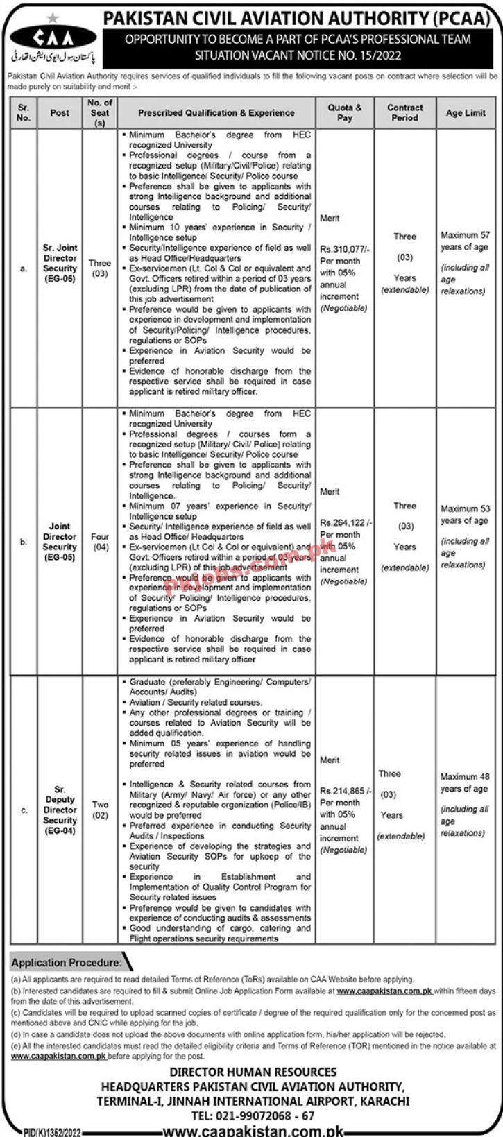 Jobs in Pakistan Civil Aviation Authority PCAA