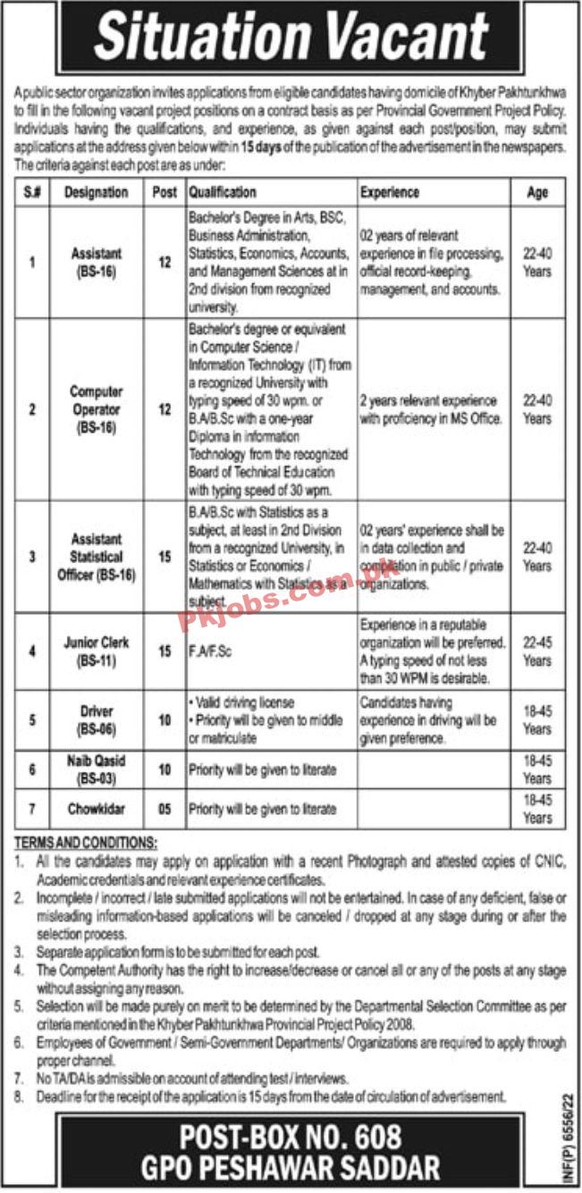 Jobs in Public Sector Organization Khyber Pakhtunkhwa