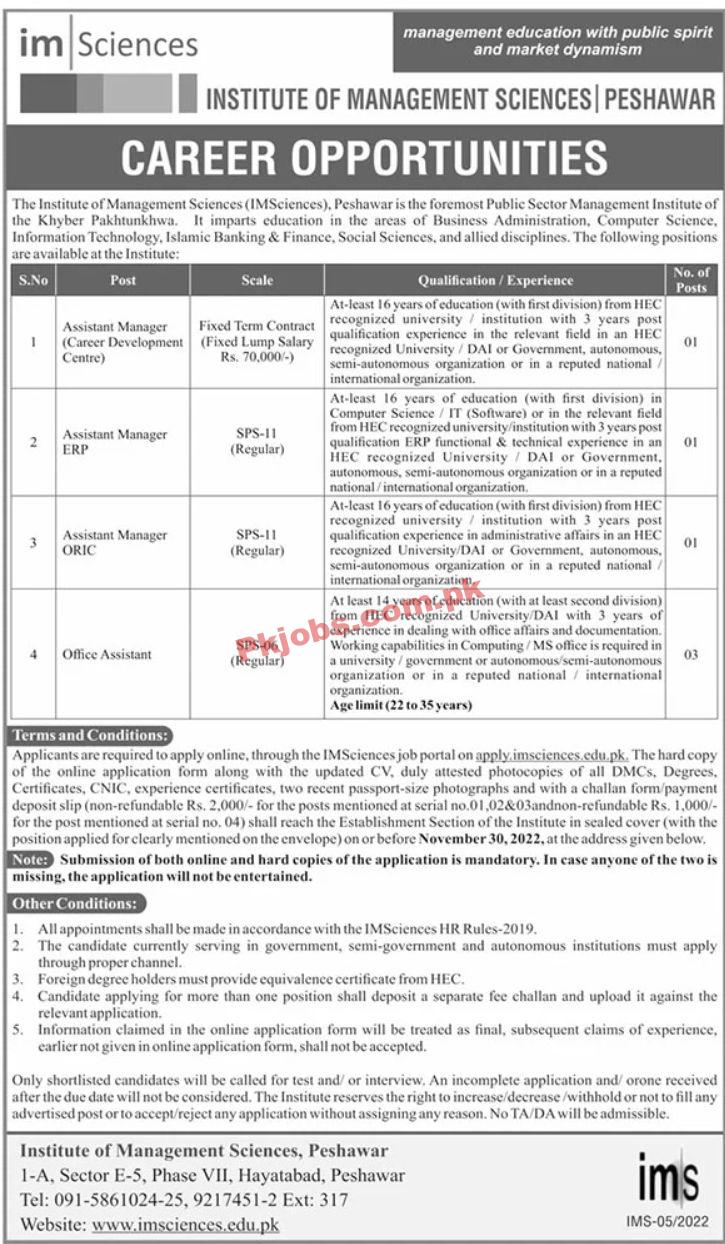 Jobs in The Institute of Management Sciences IMSciences