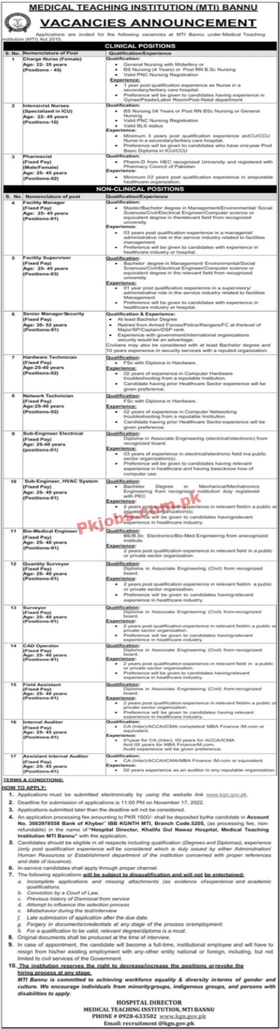 MTI Jobs 2022 | Medical Teaching Institution Headquarters Announced Latest Recruitment Jobs 2022