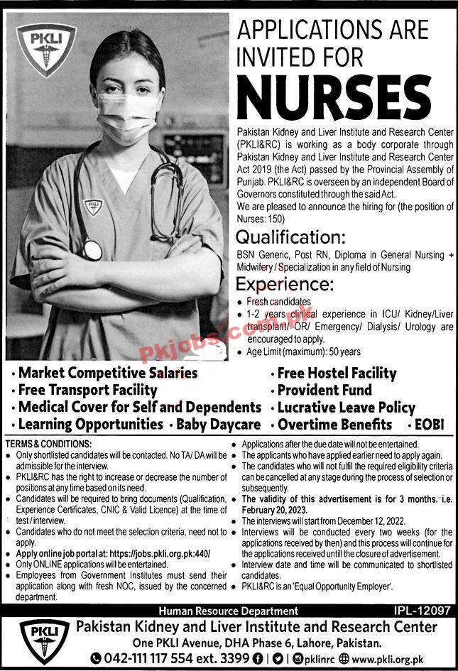 PKLI Jobs 2022 | Pakistan Kidney And Liver Institute And Research Centre Announced Latest Recruitments