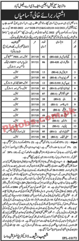 WASA  Jobs 2022 | Water and Sanitation Agency WASA  Headquarters Announced Latest Recruitment Jobs 2022