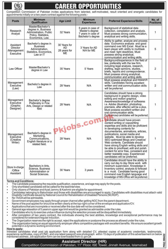 CCoP Jobs 2022 | Competition Commission of Pakistan Headquarters Announced Latest Hiring