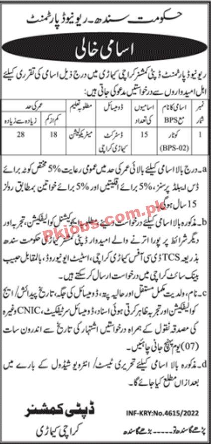 Jobs in Government of Sindh Revenue Department